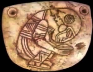 Manufatto maya con astronauta
